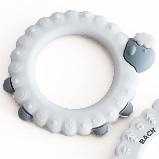 Teething Toys 3-6 Months, Teethers for Babies 3-6 6-12 Months for Teething Relief, Baby Teether Teething Toys 100% Silicone, Newborn Infant Sensory Baby Toys 0-6 Months,Bebe Mondo (Sheep)