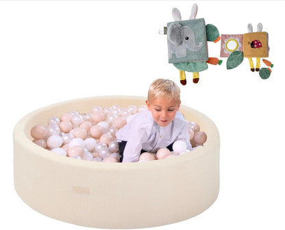 Sherpa Foam Ball Pit for Babies & Toddlers and Baby Sensory Soft Book Bundle