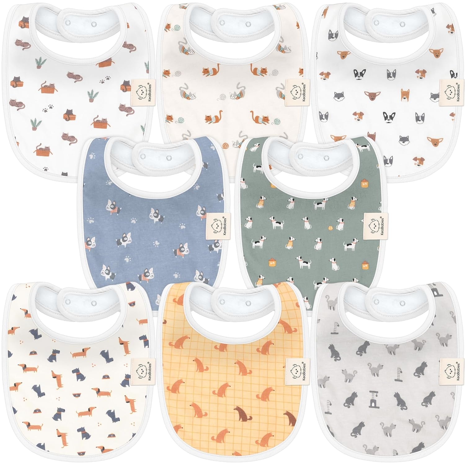 8-Pack Organic Baby Bibs for Boys, Girls - Soft Cotton Drooling and Teething Baby Bibs, Baby Girl Bibs, Baby Boy Bibs, Baby Drool Bibs for Baby Girl, Boy, Newborn Infant Bibs (Grayscale)