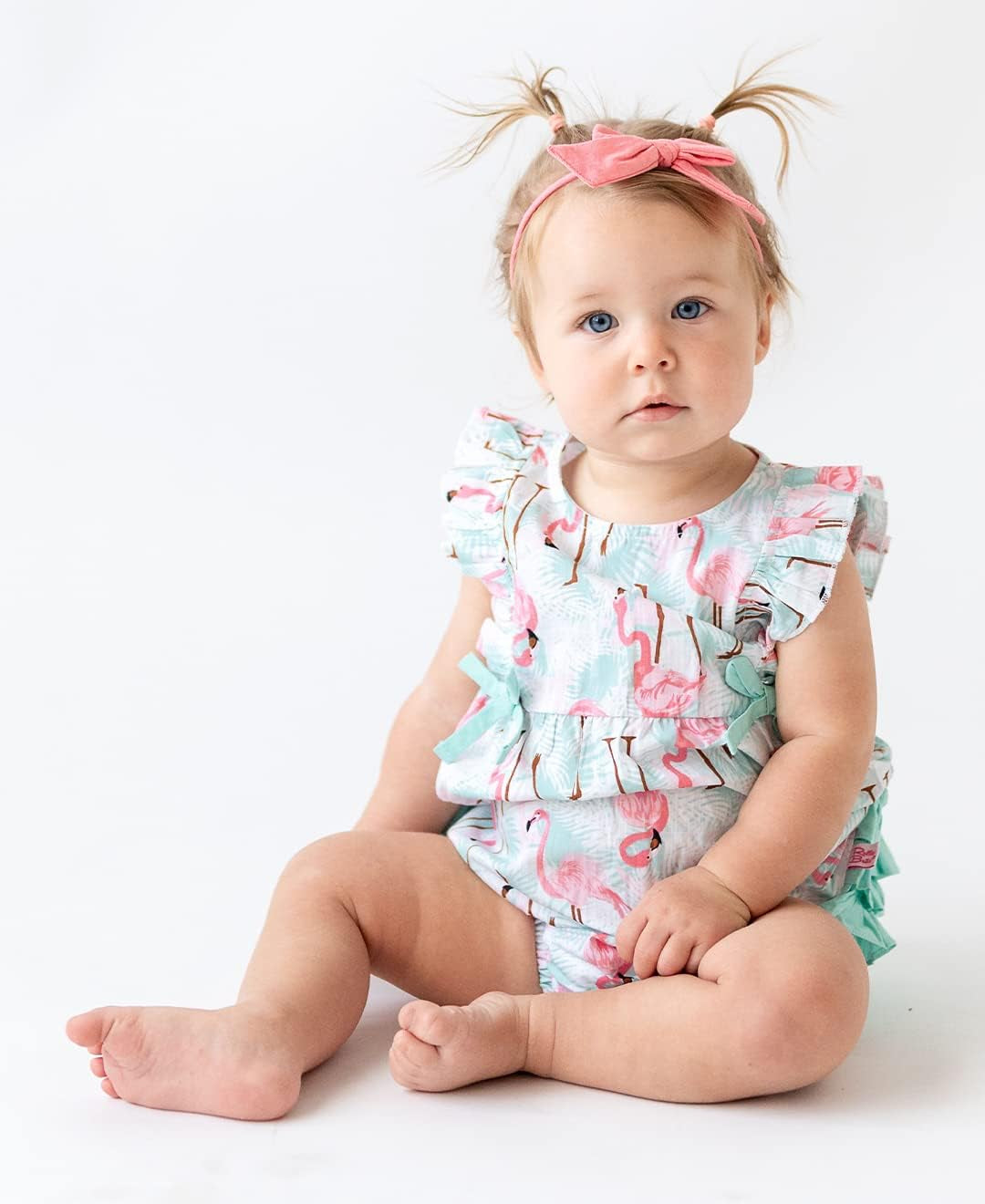 Rufflebutts Vibrant Flamingo Classic Ruffle Romper - 6-12M