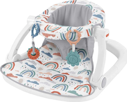 Fisher-Price Portable Baby Chair Sit-Me-Up Floor Seat with Developmental Toys & Machine Washable Seat Pad, Rainbow Sprinkles