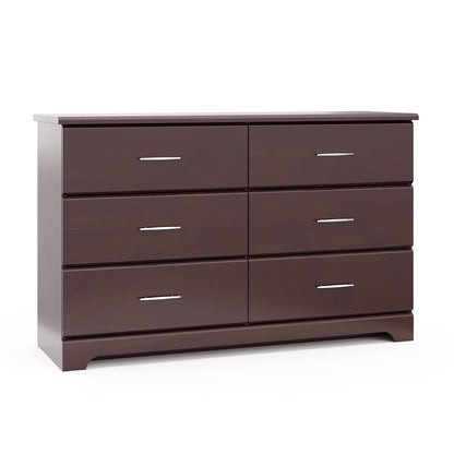 Storkcraft Brookside 6 Drawer Double Dresser (Espresso) – GREENGUARD Gold Certified, Dresser for Nursery, 6 Drawer Dresser, Kids Dresser, Nursery Dresser Drawer Organizer, Chest of Drawers