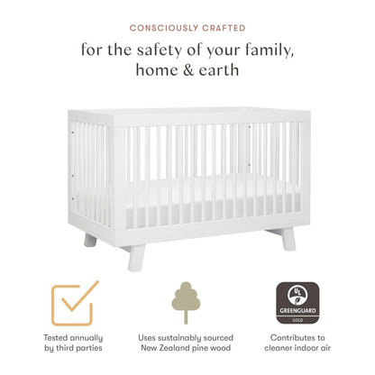 Babyletto Hudson 3-In-1 Convertible Crib with Toddler Bed Conversion Kit in Washed Natural, Greenguard Gold Certified