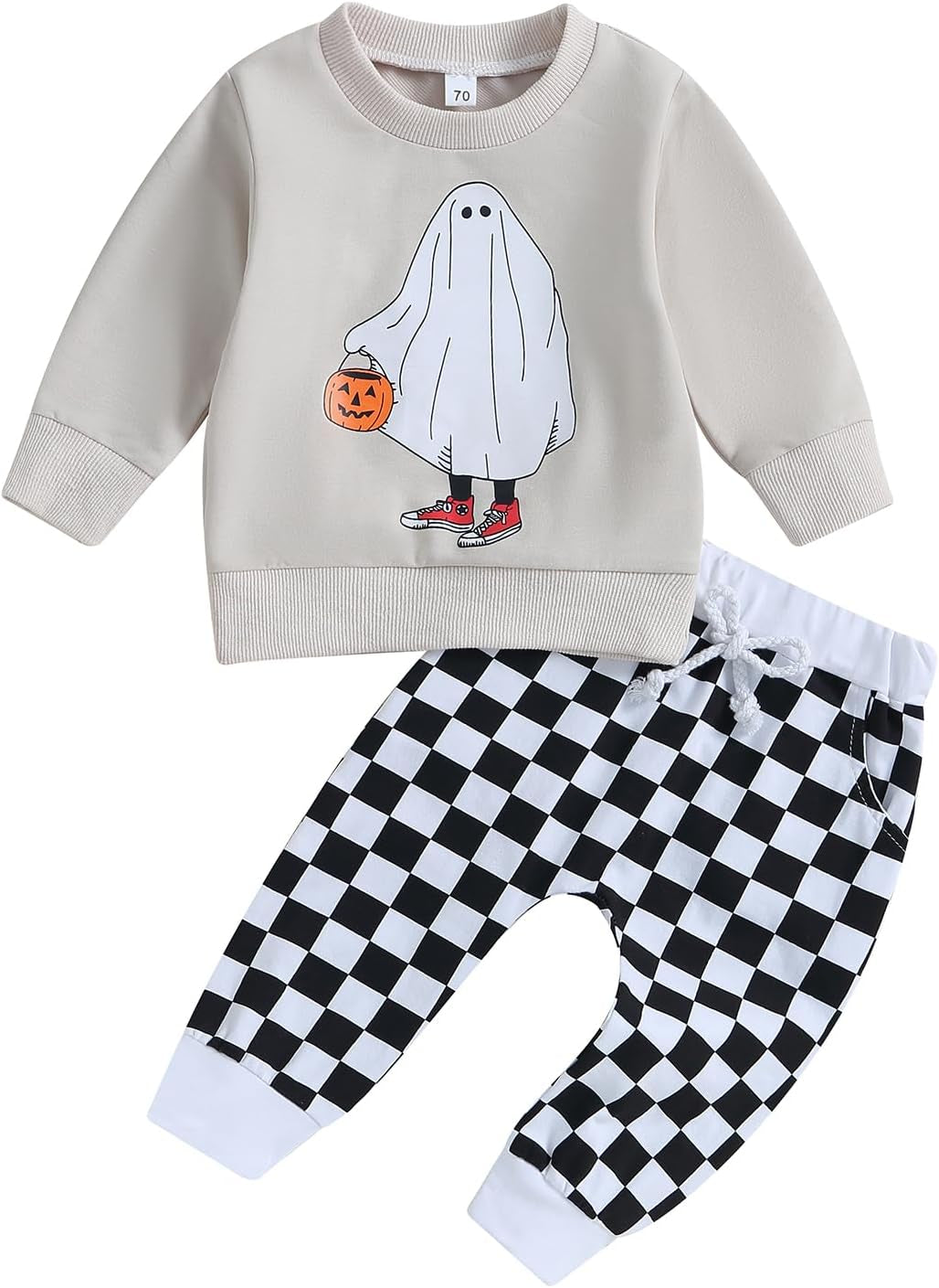 Adobabirl Toddler Baby Halloween Outfit Boy Girl Pumpkin Patch Crew Sweatshirt and Pants Set Halloween Fall Baby Clothes