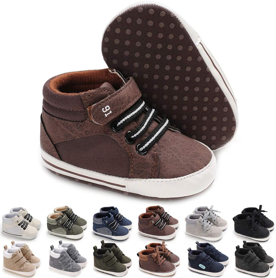 CENCIRILY Baby Boys Girls High Top Sneakers Soft Soles anti Skid Infant Ankle Shoes Toddler Prewalker First Walking Crib Shoes