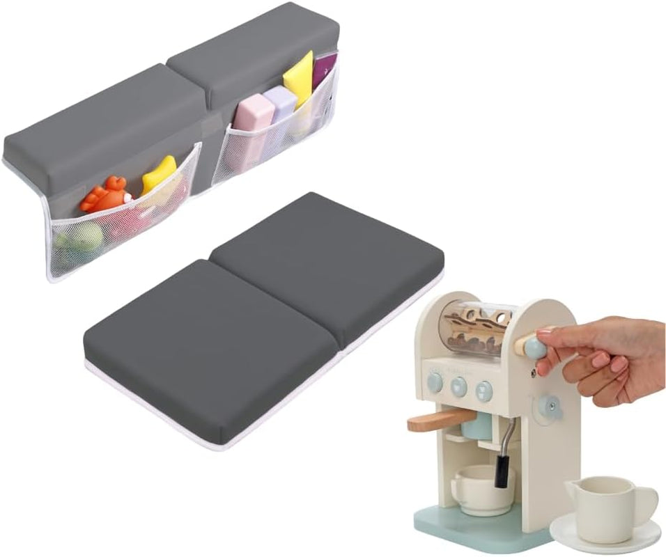 Bath Kneeler (Dark Grey) & Toy Coffee Maker for Kids Bundle