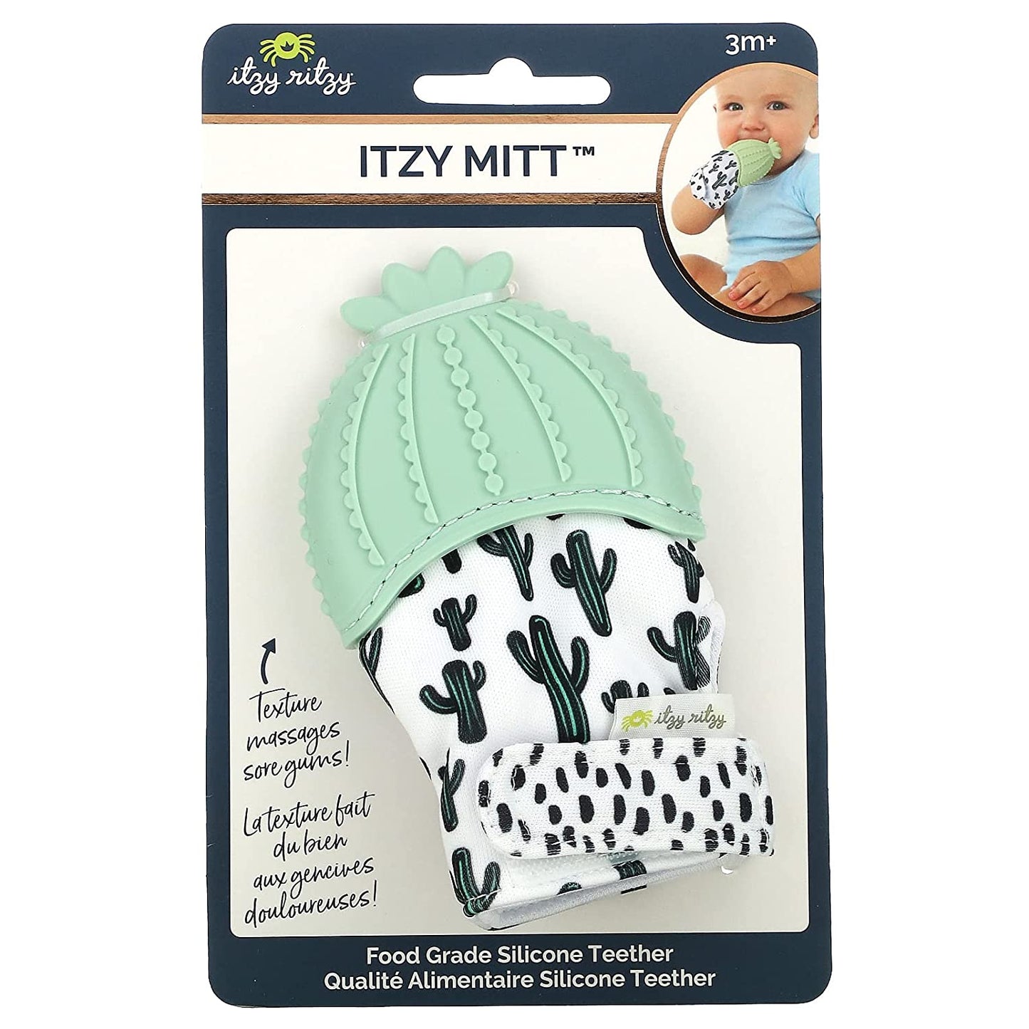 Itzy Ritzy Silicone Teething Mitt - Soothing Infant Teething Mitten with Adjustable Strap, Crinkle Sound & Textured Silicone to Soothe Sore & Swollen Gums - Baby Teething Toy for 3 Mos & Up, Fox