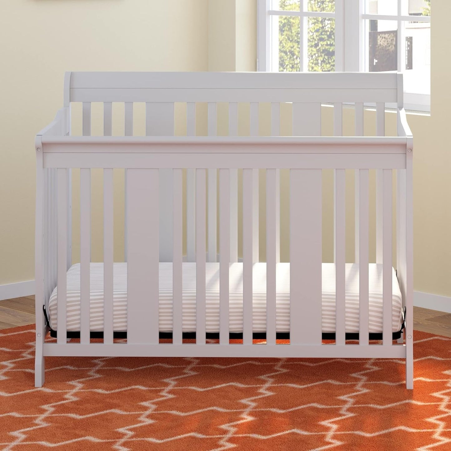 Storkcraft Tuscany 4-In-1 Convertible Crib (White) - Easily Converts to Toddler Bed, Day Bed or Full Bed, 3 Position Adjustable Height Mattress (Mattress Not Included)