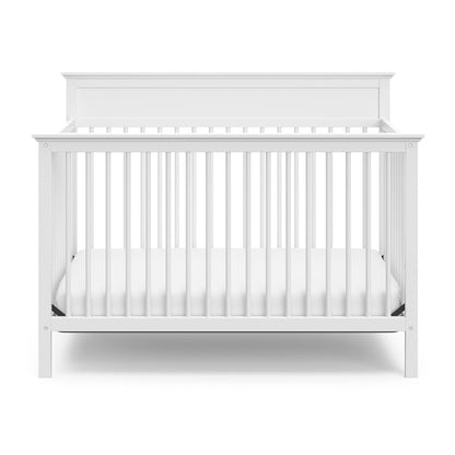 Storkcraft Carmel 5-In-1 Convertible Crib (White) - GREENGUARD Gold Certified, Converts to Toddler Bed & Full-Size Bed, Fits Standard Full-Size Crib Mattress, 4 Adjustable Mattress Heights