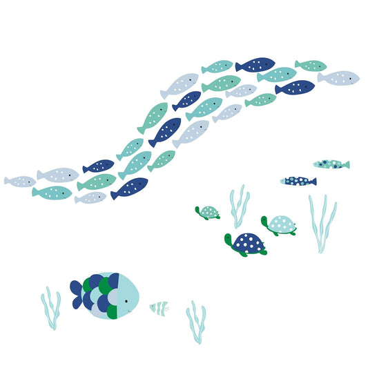 Lambs & Ivy Oceania Aqua/Blue Aquatic Fish Wall Decals/Stickers