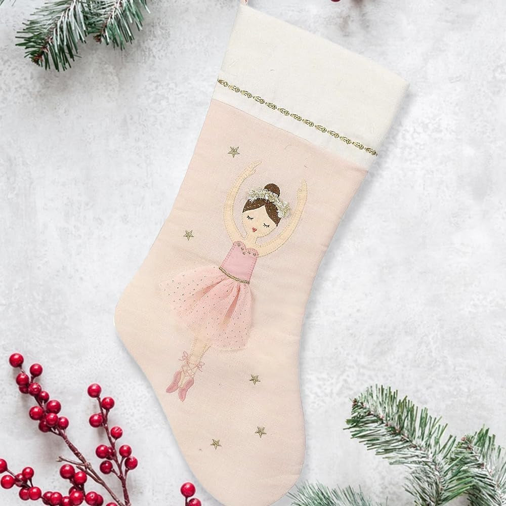 MON AMI Ballerina Christmas Stocking – 21” |Perfect for Monogramming, Christmas Décor, Christmas Socks & Decorations, for Family & Kids