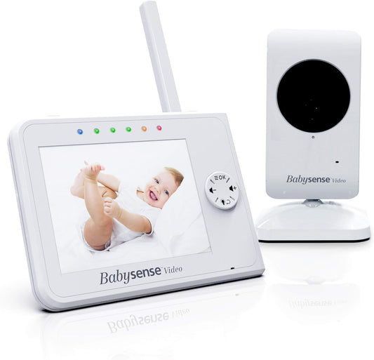 Babysense 3.5" Screen, Video Baby Monitor with Camera and Audio, 960Ft Range (Open Space), Night Light, Two-Way Audio, Zoom, Night Vision, Lullabies