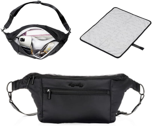 Itzy Ritzy - Fanny Pack & Crossbody Diaper Bag 6 Pockets, Use as Crossbody, Belt or Shoulder Bag