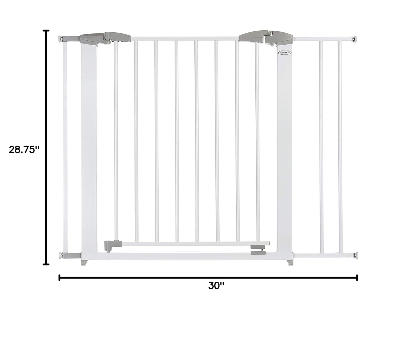 Graco Safe N' Secure Walk-Through Metal Safety Gate (White) - Expands from 28.75-42 Inches, 30 Inches Tall, Includes 3 Extensions, Pressure Mounted Walk Thru Baby Gate, Perfect for Children and Pets