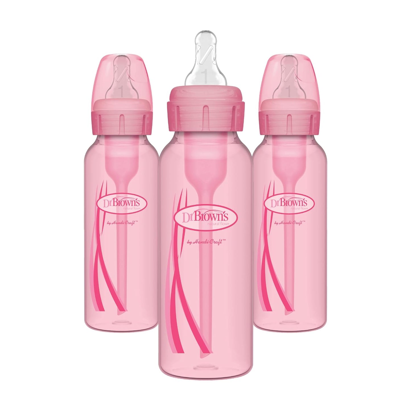 Dr. Brown'S Natural Flow Anti-Colic Options+Narrow 8Oz/250Ml Baby Bottle + Lovey Gift Set with Level 1 Slow Flow Nipples, Pink