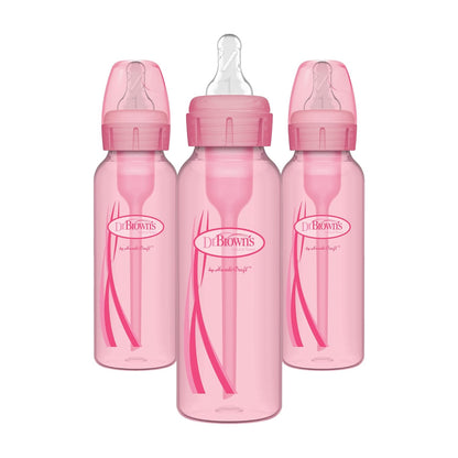 Dr. Brown'S Natural Flow Anti-Colic Options+Narrow 8Oz/250Ml Baby Bottle + Lovey Gift Set with Level 1 Slow Flow Nipples, Pink