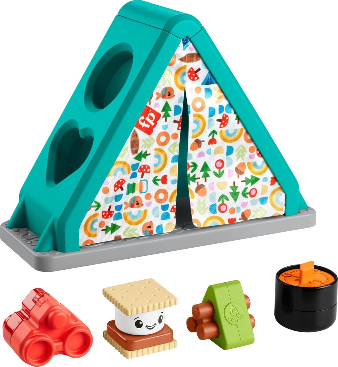 Fisher-Price Baby Developmental Toy S’More Shapes Camping Tent Block Sorting Activity for Infants Ages 6+ Months