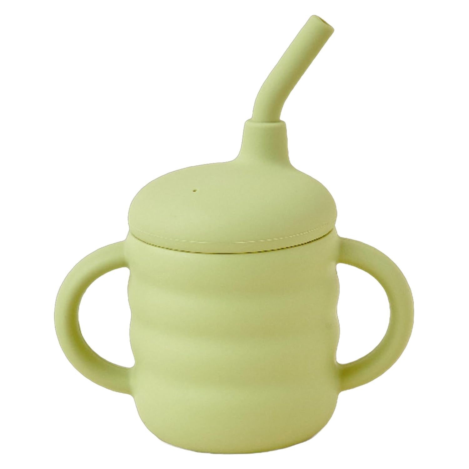 Chippi & Co Silicone Sippy Cup - Spill Proof - Safe - Soft Squeeze Baby First Cup for Water, Smoothie, Beverage, Straw Training Straw Cups for Babies 6-12 Months (Avocado Green, Sippy Cup)