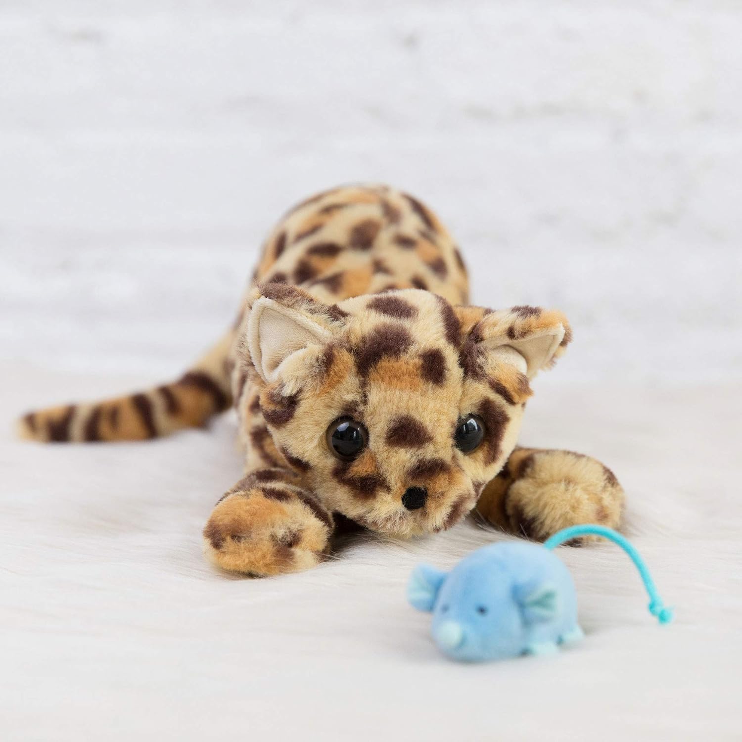 Manhattan Toy Loki Leopard Stuffed Animal Cat with Magnetic Front Paws and Magnetic Mouse Toy