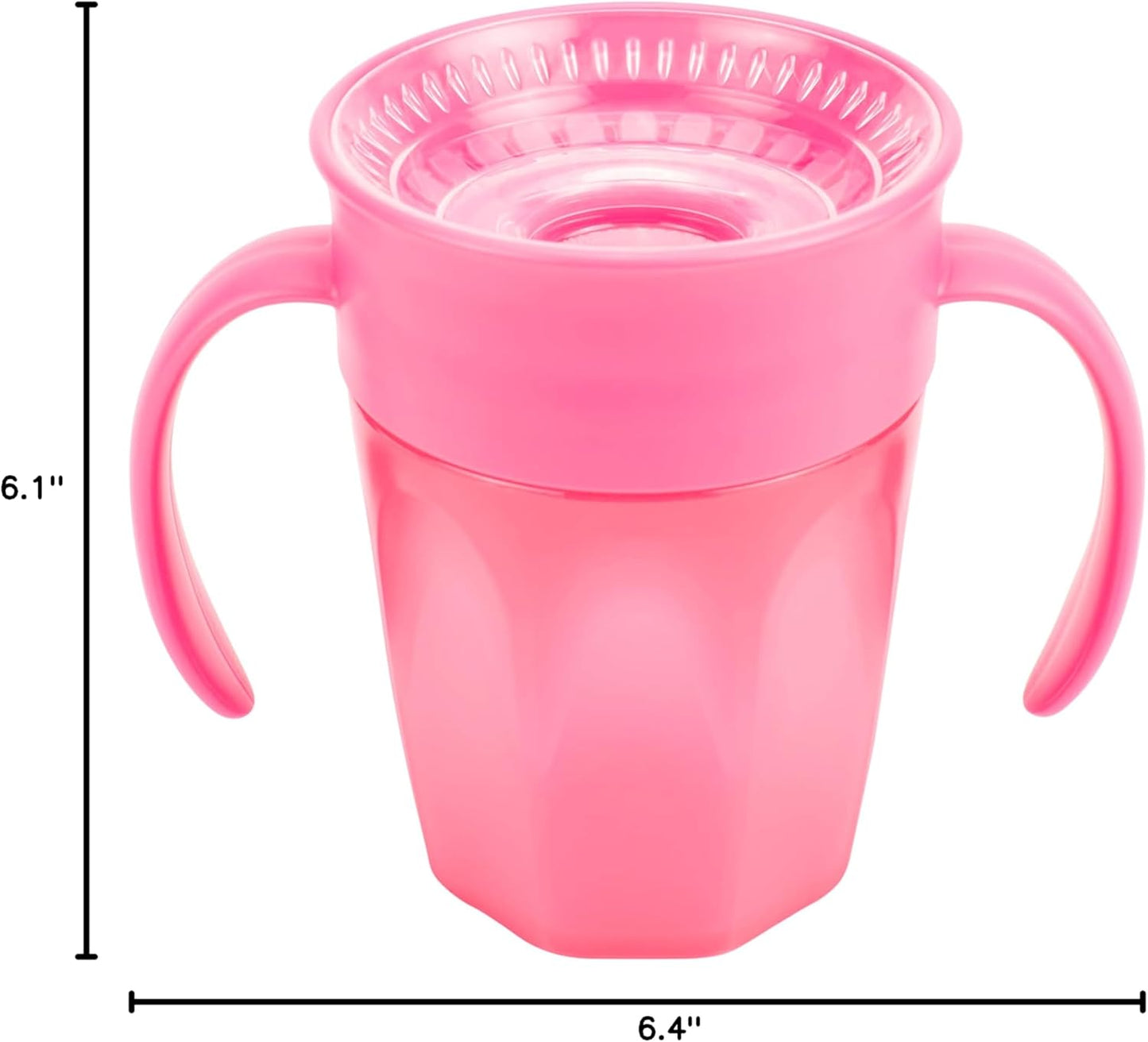 Dr. Brown'S Milestones Cheers 360 Cup Spoutless Transition Cup with Handles for Easy Grip & Leak-Free Learning, Pink, 7Oz/200Ml, 6M+ (Colors May Vary)