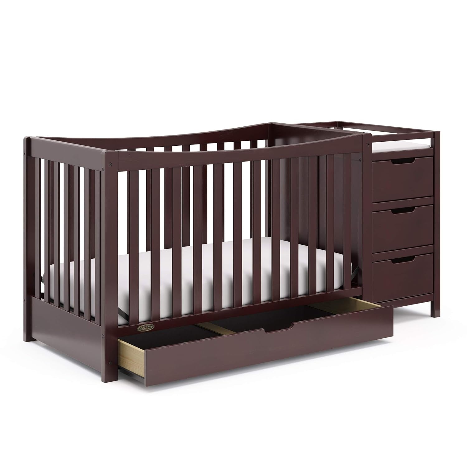 Graco Remi 4-In-1 Convertible Crib & Changer with Drawer (Gray) – GREENGUARD Gold Certified, Crib and Changing -Table Combo, Includes Changing Pad, Converts to Toddler Bed, Daybed and Full-Size Bed