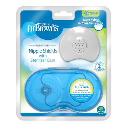 Dr. Brown'S Nipple Shields with Case, Size 2 - 25 Mm and Up, Stretch Fit, for Latch Difficulties, Flat/Inverted Nipples, Silicone Nipple Shield