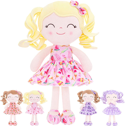 Gloveleya Doll Baby Dolls Soft Doll Baby Girl Gifts Curly Hair Ice Cream Dress Spring Girl 12Inches