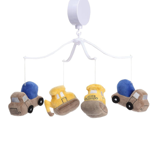 Bedtime Originals Construction Zone Musical Baby Crib Mobile Soother Toy- Trucks