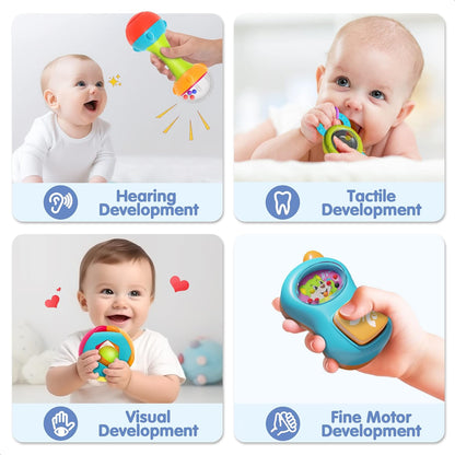 Iplay, Ilearn Baby Rattles, 3-6 Month Baby Toys, Infant Grab N Shake Rattle, Sensory Teether, Development Learning Music Toy, Newborn First Shower Gifts for 0 1 2 4 5 7 8 9 10 12 Month Babies Boy Girl