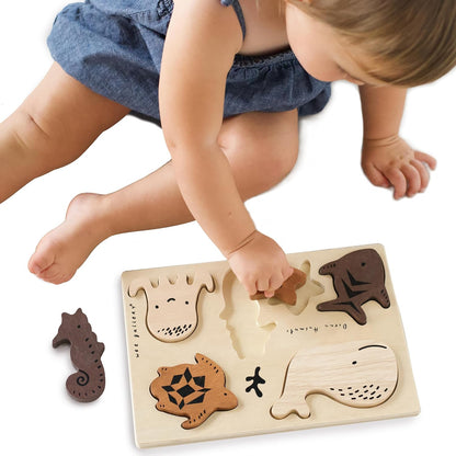 Wee Gallery Wooden Tray Puzzle Woodland Animals - Montessori Toys, Motor Skills Development, Early Learning Activity, Brain Games, Educational Toys for Kids, Toddler, Preschool Activities (Age 2 3 4)