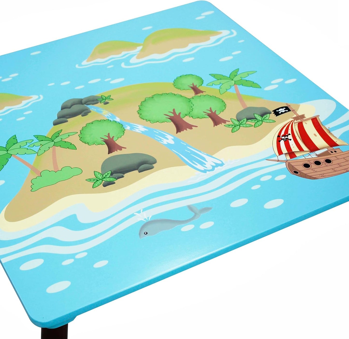 Fantasy Fields - Pirate Island Thematic Hand Crafted Kids Wooden Table | Imagination Inspiring Hand Crafted & Hand Painted Details | Non-Toxic, Lead Free Water-Based Paint