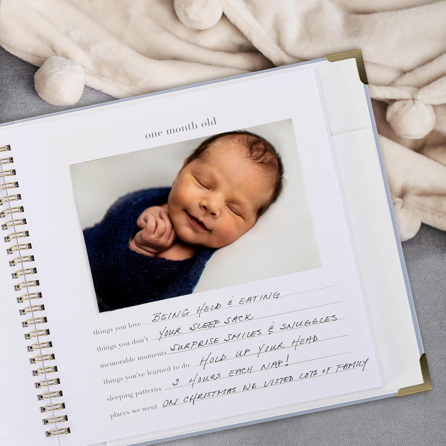 Keepsake Baby Memory Book for Boys and Girls – Timeless First 5 Year Baby Book – Blue Baby Boy Journal Scrapbook or Photo Album - a Milestone Book to Record Every Event from Birth to Age 5