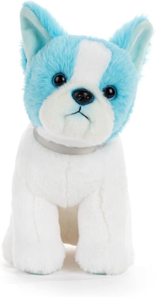 DEMDACO Animalcraft 8 X 7 Inch Polyester Cuddly, Soft Plush, Toy, Stuffed Animal, Teal and White, French Bulldog