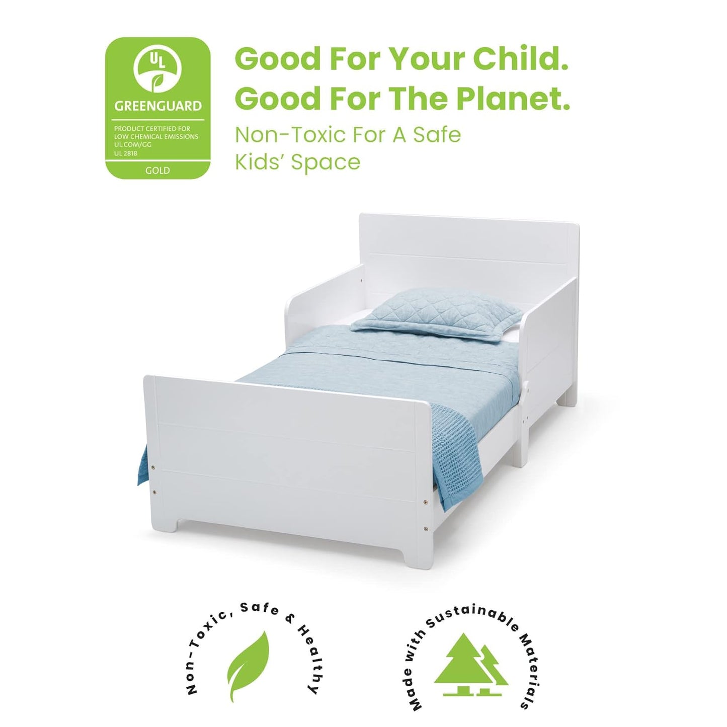 Delta Children Mysize Wood Toddler Bed - Greenguard Gold Certified, Mint