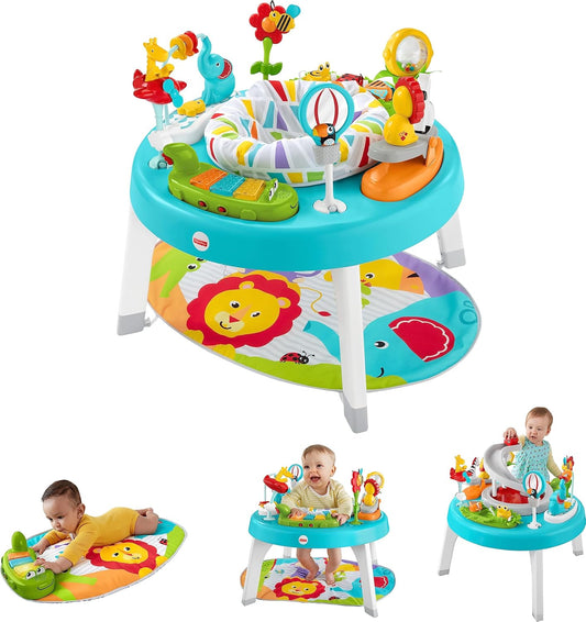 Fisher-Price Baby to Toddler Toy 3-In-1 Sit-To-Stand Activity Center with Music Lights and Spiral Ramp, Jazzy Jungle