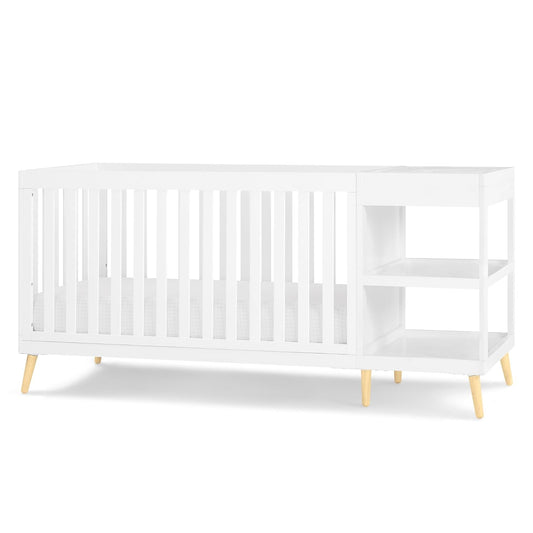 Delta Children Essex 4-In-1 Convertible Crib and Changer, Bianca White W/Natural