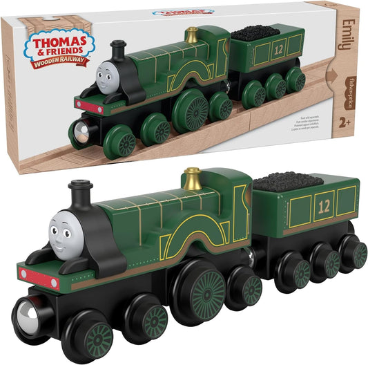 Thomas & Friends Wooden Railway Toy Train Emily Push-Along Wood Engine & Coal Car for Toddlers & Preschool Kids Ages 2+ Years (Amazon Exclusive)