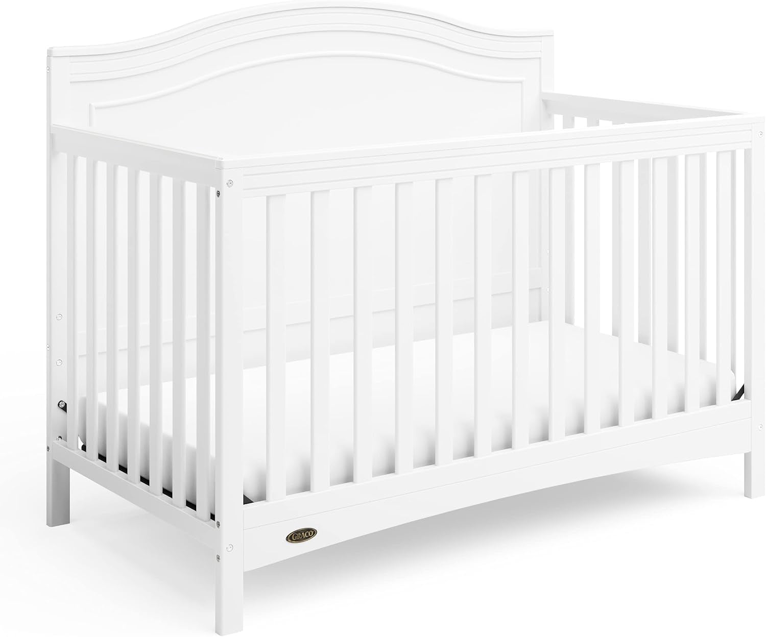 Graco Paris 4-In-1 Convertible Crib (White) - GREENGUARD Gold Certified, Converts to Toddler Bed, Daybed and Full Bed, Fits Standard Crib Mattress, Adjustable Mattress Base