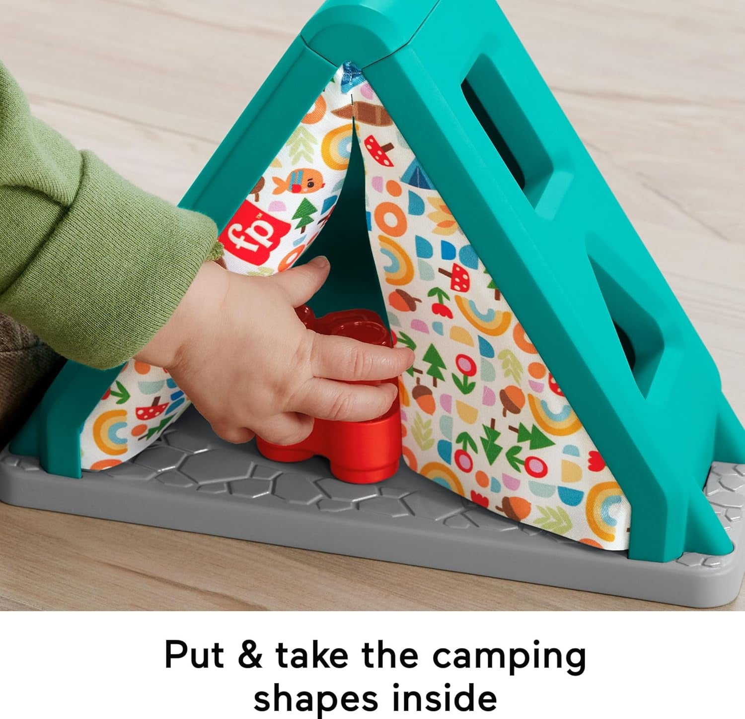 Fisher-Price Baby Developmental Toy S’More Shapes Camping Tent Block Sorting Activity for Infants Ages 6+ Months