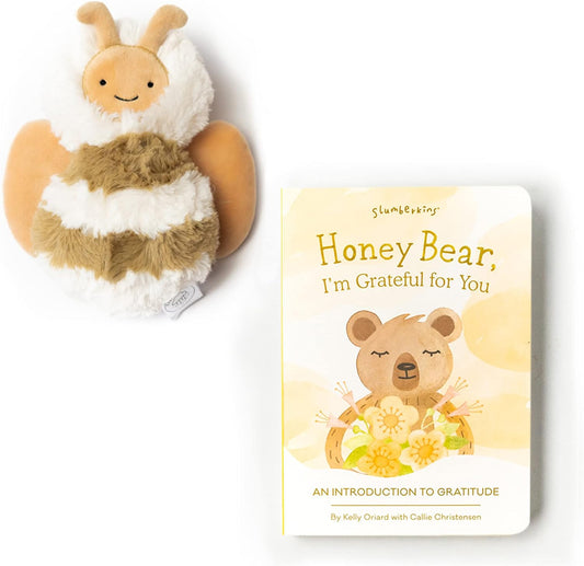 Slumberkins Honey Bear Board Book & Bee Mini | Teach Kids Gratitude & Support Emotional Intelligence for Ages 0+ (Bee)