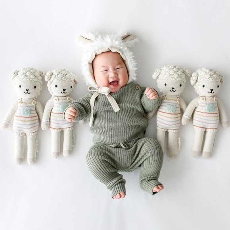 Cuddle + Kind Avery the Lamb Little 13" Hand-Knit Doll – 1 Doll = 10 Meals, Fair Trade, Heirloom Quality, Handcrafted in Peru, 100% Cotton Yarn