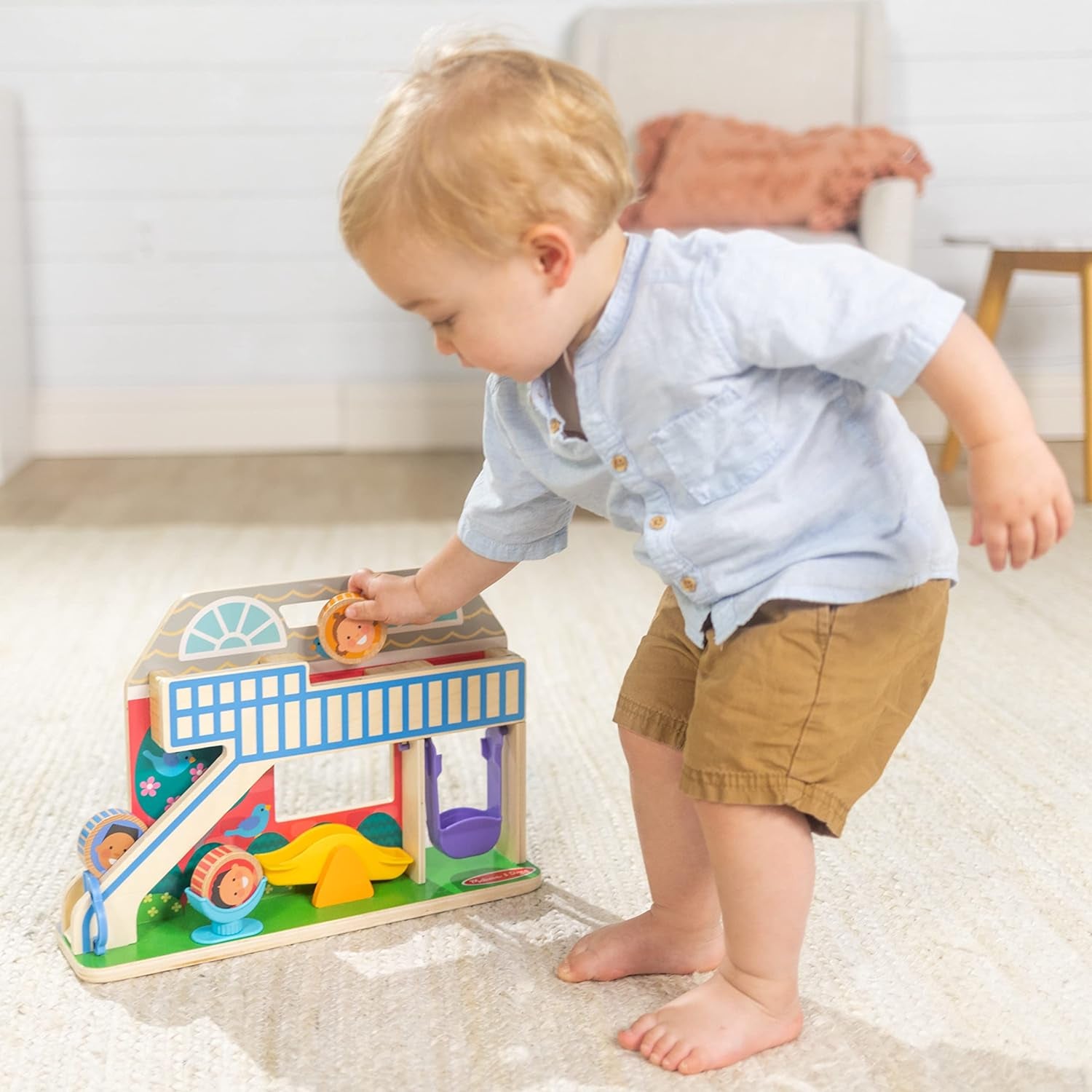 Melissa & Doug GO Tots Wooden Schoolyard Tumble with 4 Disks - FSC Certified