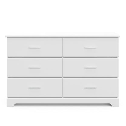 Storkcraft Brookside 6 Drawer Double Dresser (White) – GREENGUARD Gold Certified, Dresser for Nursery, Kids, Chest of Drawers