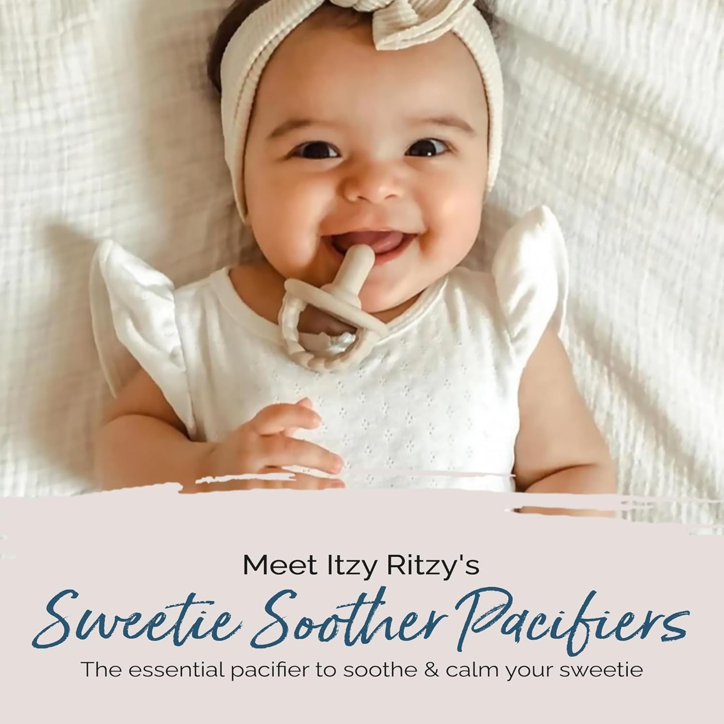 Itzy Ritzy Silicone Pacifiers for Newborn - Sweetie Soother Pacifiers Feature Collapsible Handle & Two Air Holes for Added Safety for Ages Newborn and Up, Coffee & Cream Set of 3 in White, Tan & Brown