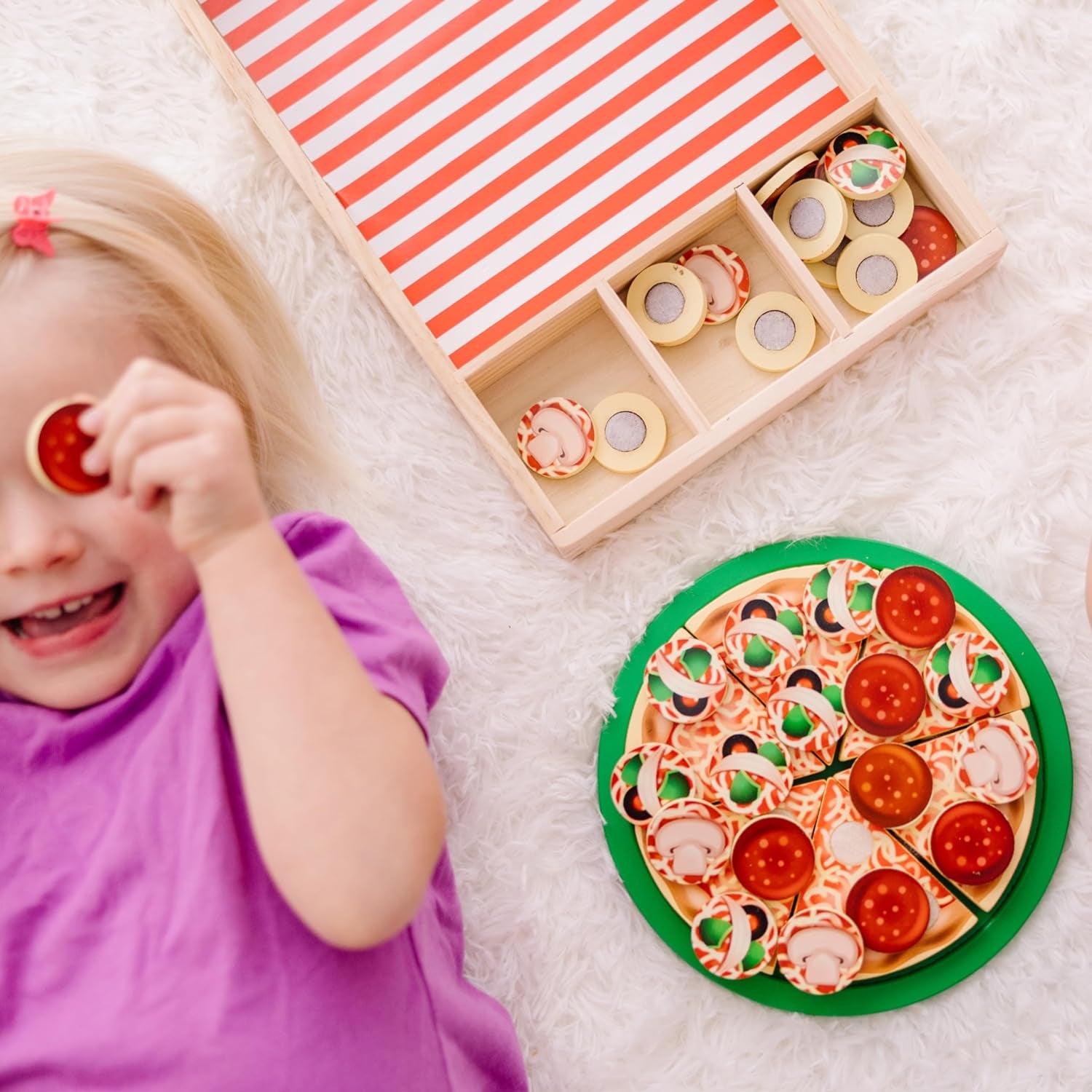 Melissa & Doug Wooden Pizza Party Play Food Set with 36 Toppings