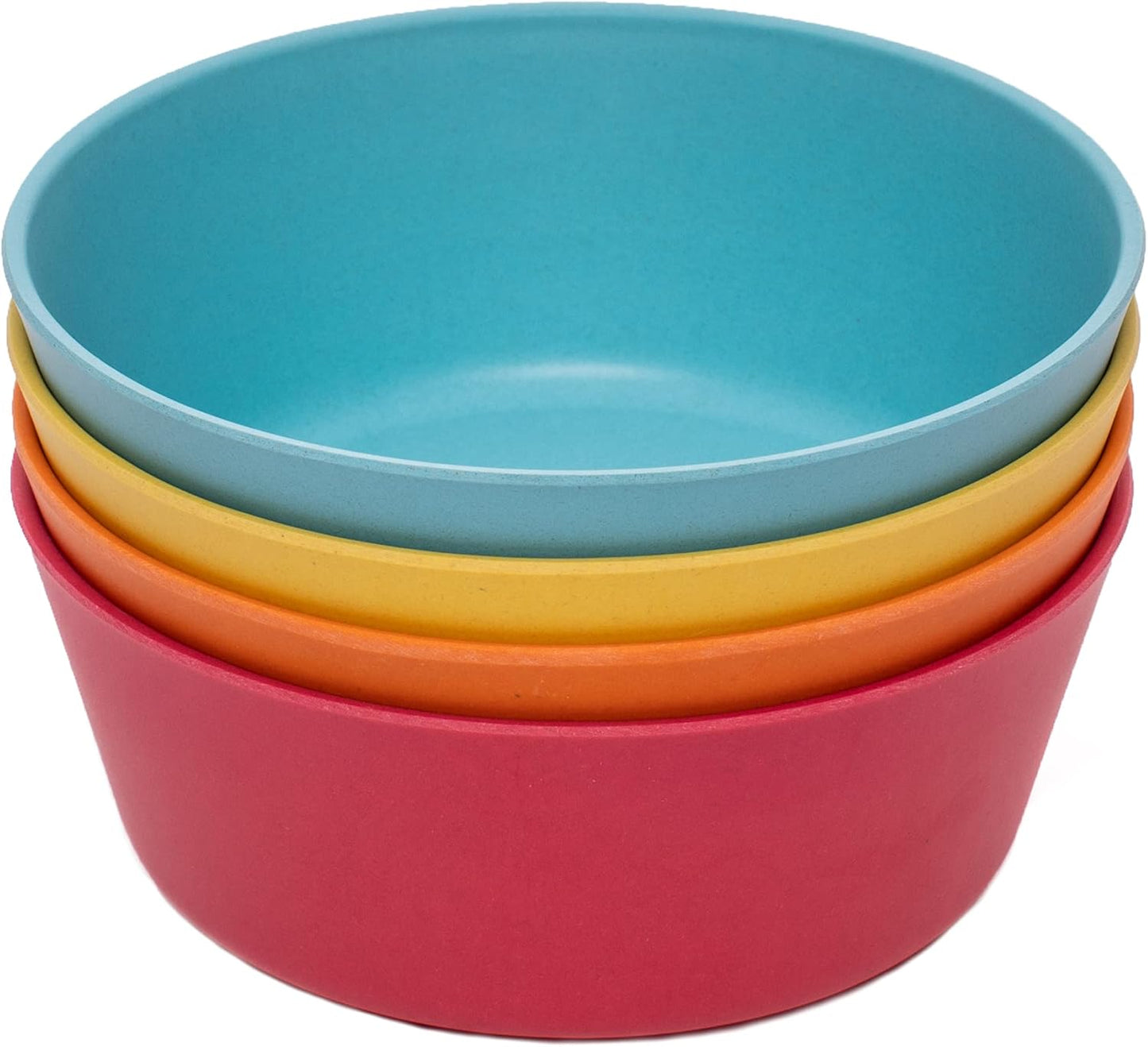 Weesprout Bamboo Kids Bowls, Set of Four 10 Oz Kid-Sized Bamboo Bowls, Dishwasher Safe Kid Bowls (Pink, Green, Gray, & Beige)