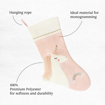 MON AMI Pink Unicorn Christmas Stocking – 21” |Perfect for Monogramming, Christmas Décor, Christmas Socks & Decorations, for Family & Kids