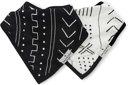 Loulou Lollipop Muslin Bandana Bib Drool Bib Set for Baby Girl and Boy, Adjustable 3 to 36 Months, 2 Pack