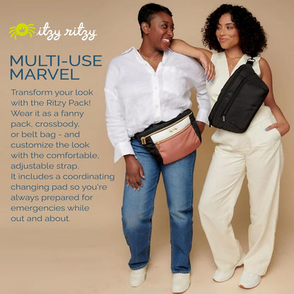 Itzy Ritzy - Fanny Pack & Crossbody Diaper Bag 6 Pockets, Use as Crossbody, Belt or Shoulder Bag