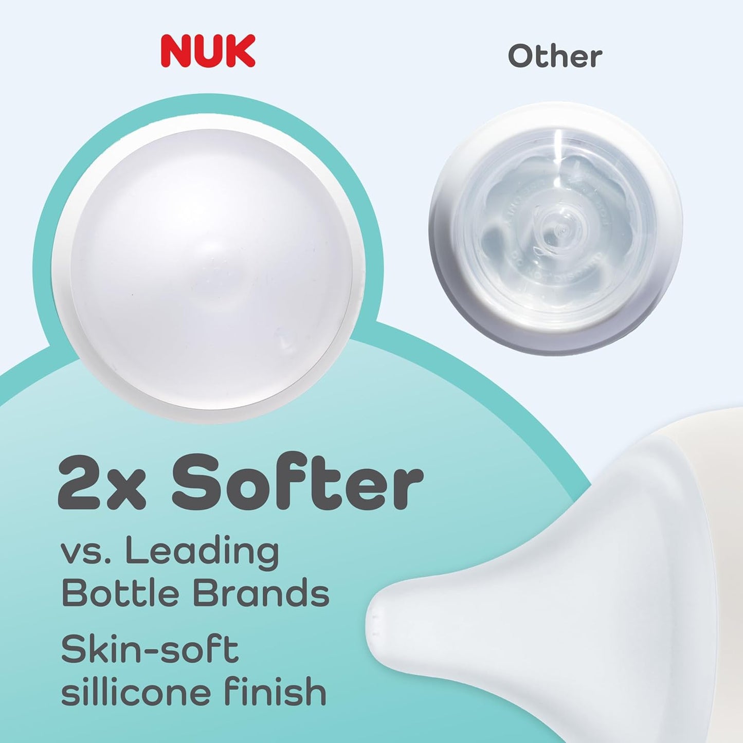 NUK Perfect Match Universal Flow Soft Silicone Nipple with Anti-Colic Vent, 2 Pack, BPA Free